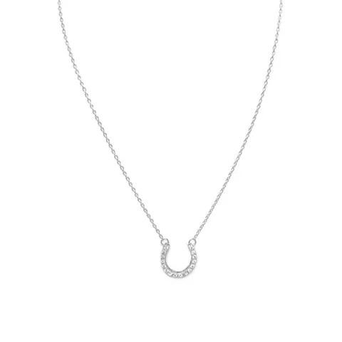 16" Sterling Silver CZ Horseshoe Necklace 16" Sterling Silver CZ Horseshoe Necklace