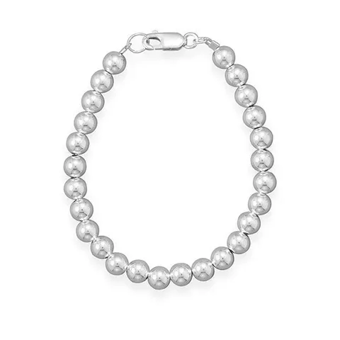 6mm 7in. Sterling Silver Bead Strand 6mm 7in. Sterling Silver Bead Strand