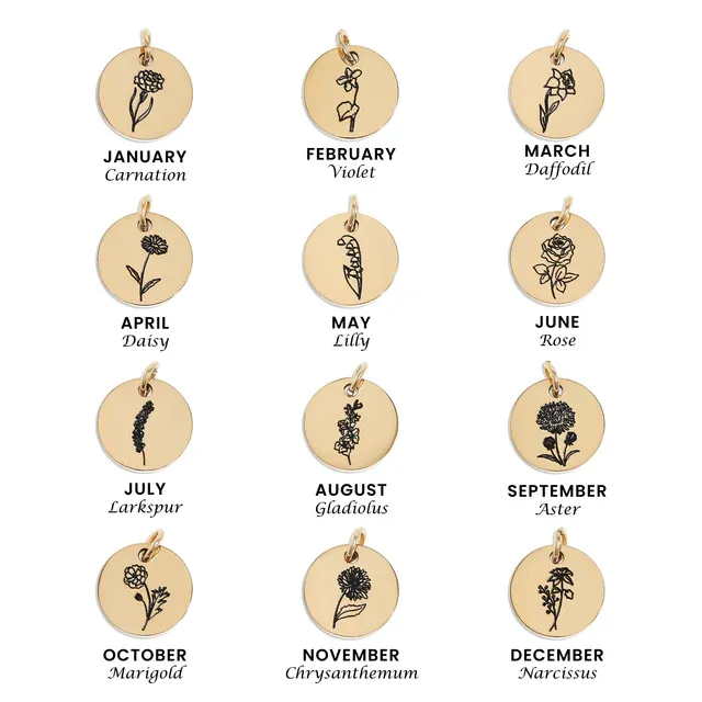 18K Gold Tone PVD Stainless Steel July Birth Flower Pendant (Larkspur) 18K Gold Tone PVD Stainless Steel July Birth Flower Pendant (Larkspur)