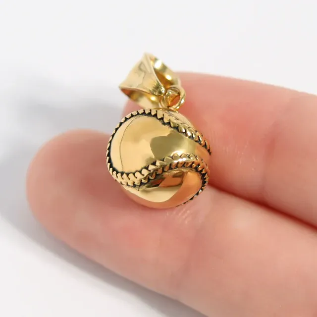 18K Gold PVD 3D Baseball Pendant 18K Gold PVD 3D Baseball Pendant