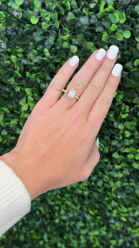 18kyg 2.29ct, 1.91ct Center Lab Grown Emerald Cut, with Round and Baguette Diamond Shank Engagement Ring 18kyg 2.29ct, 1.91ct Center Lab Grown Emerald Cut, with Round and Baguette Diamond Shank Engagement Ring