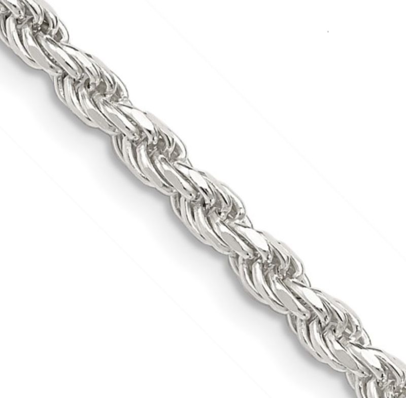 Sterling Silver 3.2mm Diamond Cut Rope Chain 18 inch Sterling Silver 3.2mm Diamond Cut Rope Chain 18 inch