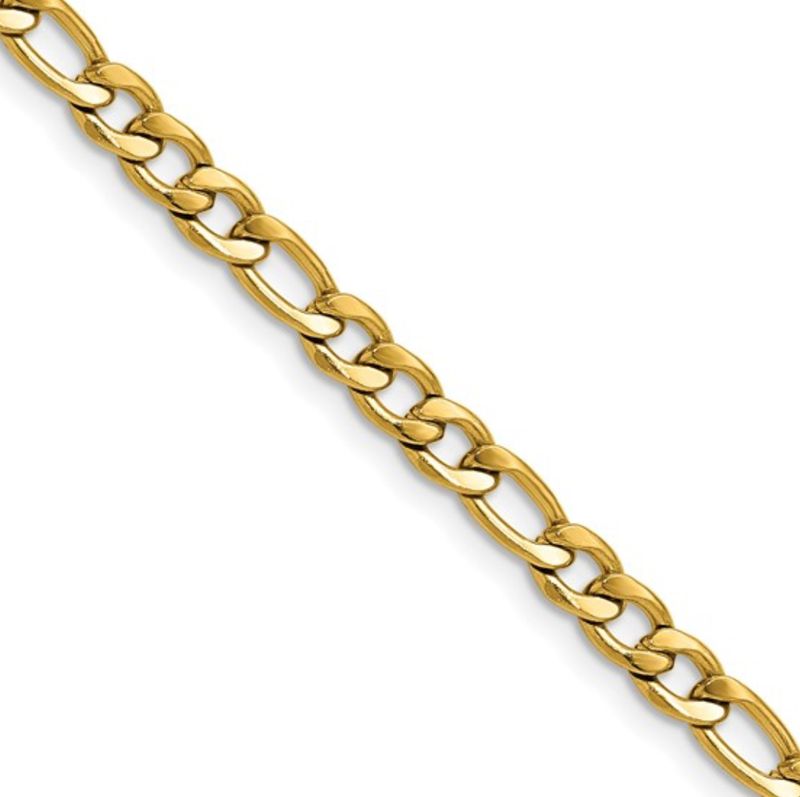 Stainless Steel Polished Yellow IP Plated 4.5mm Figaro Chain 18 inch Stainless Steel Polished Yellow IP Plated 4.5mm Figaro Chain 18 inch