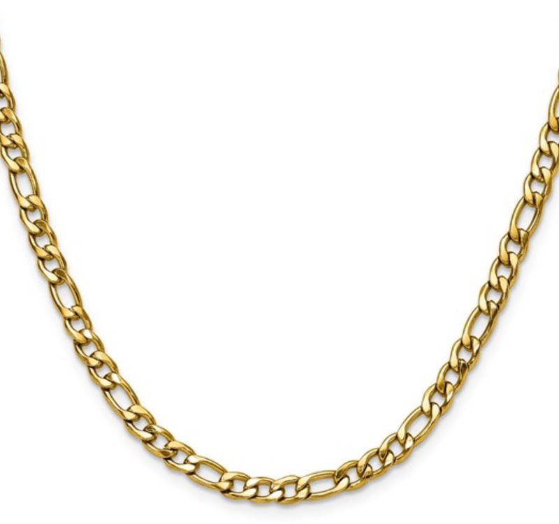 Stainless Steel Polished Yellow IP plated 4.5mm Figaro Chain 22 inch Stainless Steel Polished Yellow IP plated 4.5mm Figaro Chain 22 inch