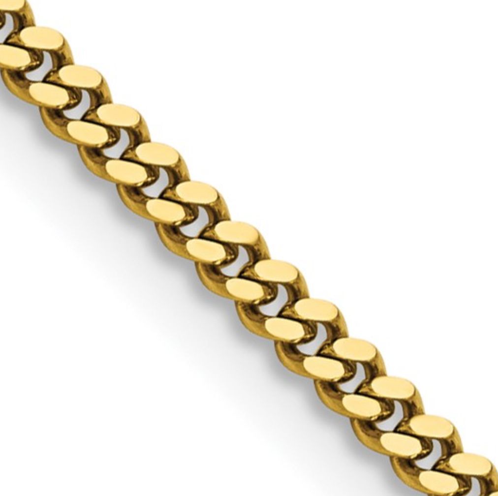Stainless Steel Polished Yellow IP Plated 3mm Curb Chain 20 inch Stainless Steel Polished Yellow IP Plated 3mm Curb Chain 20 inch