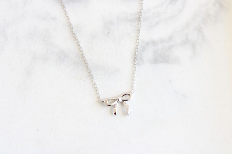 10K White Gold Petite Bow Necklace 10K White Gold Petite Bow Necklace