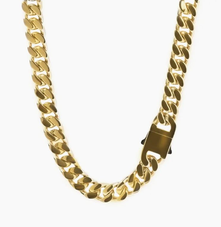 Stainless Steel Gold Plated 12mm Spring Buckle Necklace 20 inches Stainless Steel Gold Plated 12mm Spring Buckle Necklace 20 inches