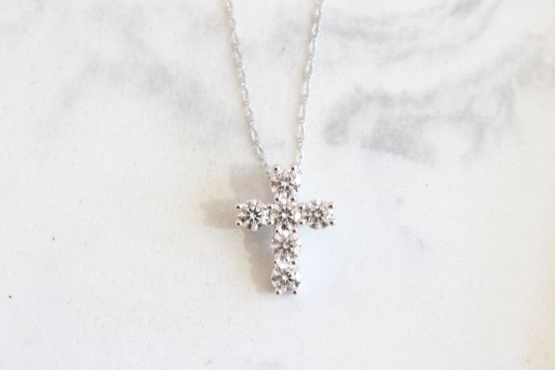 14K White Gold Lab Grown Diamond Cross Necklace 1.97ctw 14K White Gold Lab Grown Diamond Cross Necklace 1.97ctw