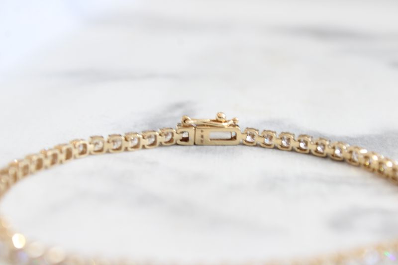 14K Yellow Gold Lab Grown Diamond Tennis Bracelet 2.97 Tcw 14K Yellow Gold Lab Grown Diamond Tennis Bracelet 2.97 Tcw
