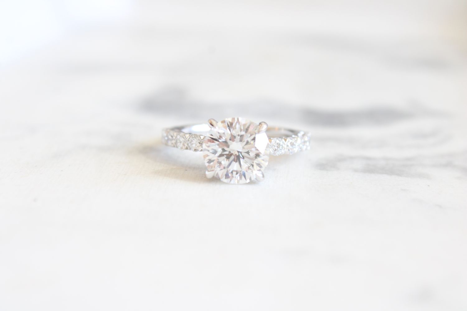 Platinum Lab Grown 3ct Round Diamond Halo Engagement Ring with .98 tcw on Band and Halo Platinum Lab Grown 3ct Round Diamond Halo Engagement Ring with .98 tcw on Band and Halo