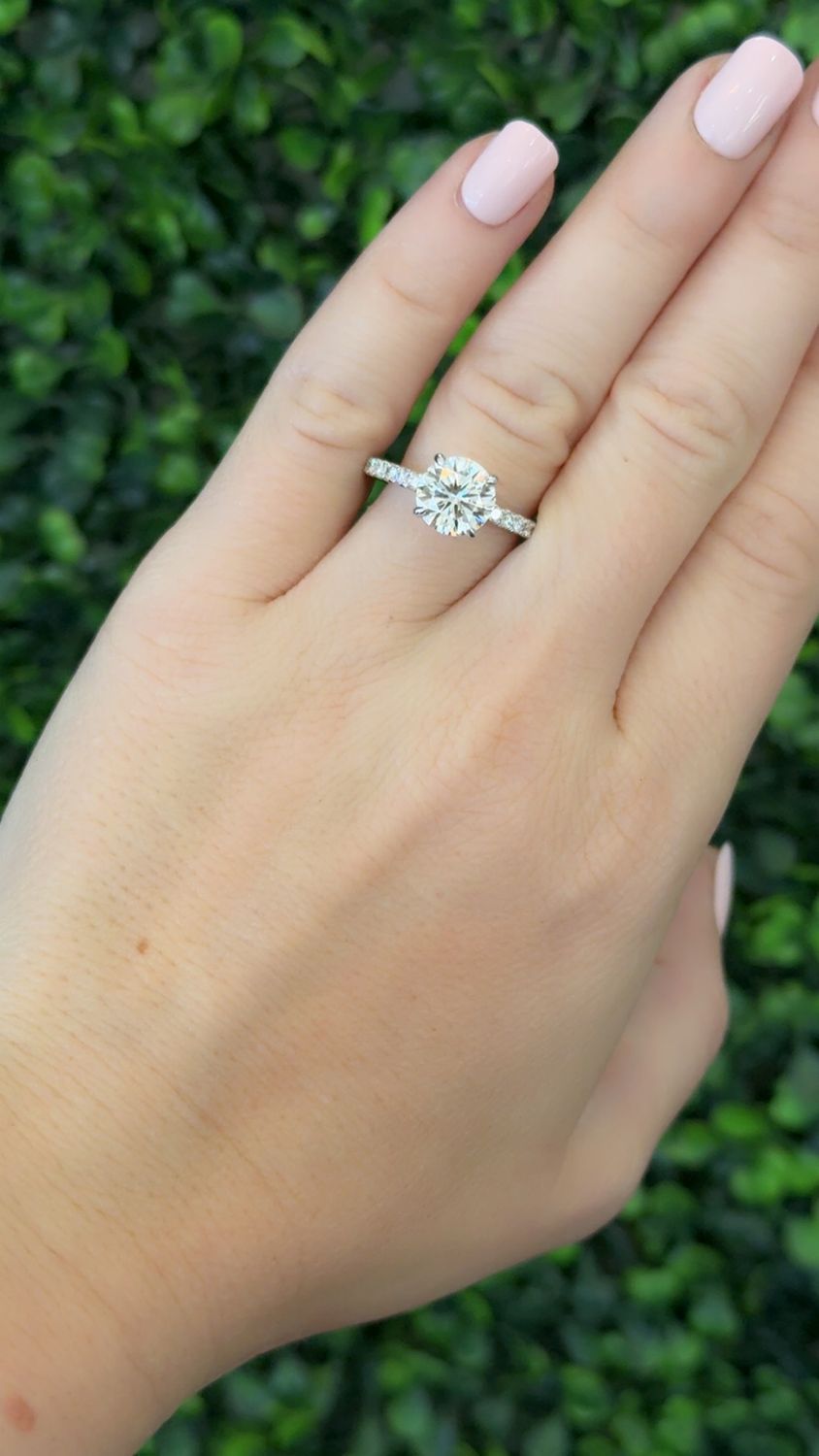 14K White Gold Lab Grown 2ct Round Center Diamond and.35ct Band Engagement Ring 14K White Gold Lab Grown 2ct Round Center Diamond and.35ct Band Engagement Ring