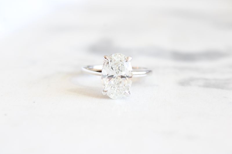 14K White Gold Lab Grown Oval 3.10ct Diamond Engagement Ring with .10ct Diamond Halo 14K White Gold Lab Grown Oval 3.10ct Diamond Engagement Ring with .10ct Diamond Halo