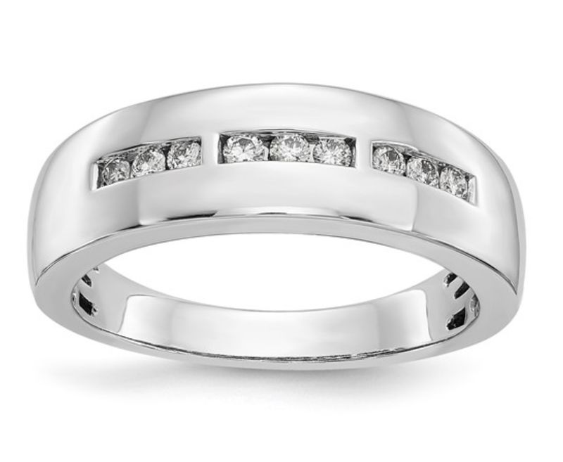 10K White Gold Polished Diamond Men's Band 10K White Gold Polished Diamond Men's Band