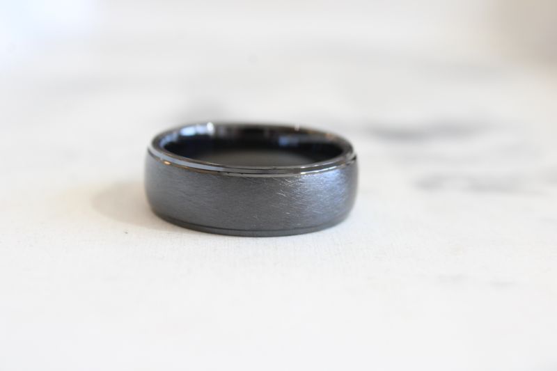 Ceramic Black Polished with Scratch Finished Center 8mm Band Ceramic Black Polished with Scratch Finished Center 8mm Band