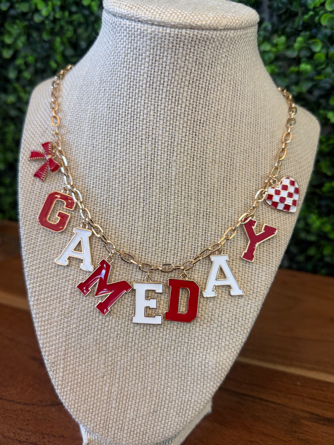 GAME DAY Charm Necklace (Gold Red White) GAME DAY Charm Necklace (Gold Red White)