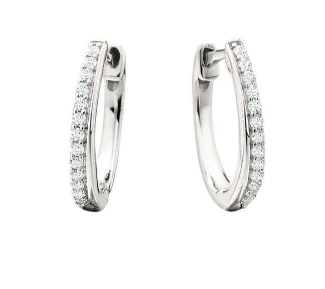 10kt Mini Diamond White Gold Hoops .13ctw 10kt Mini Diamond White Gold Hoops .13ctw