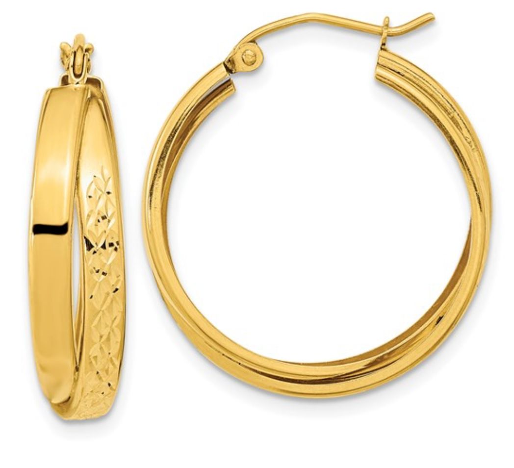 14k Polished Diamond-cut Twist Hoop Earrings 14k Polished Diamond-cut Twist Hoop Earrings