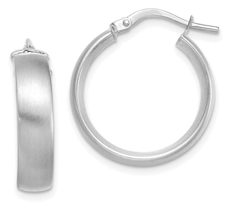 14K White Gold Small 5mm Satin Hoop Earrings 14K White Gold Small 5mm Satin Hoop Earrings