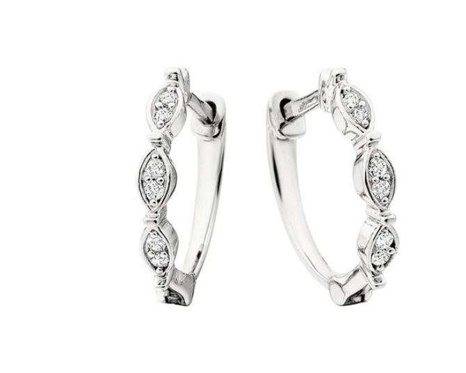 10K White Gold Diamond Mini Hoop Earrings .06ctw 10K White Gold Diamond Mini Hoop Earrings .06ctw