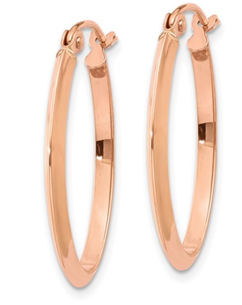 14k Rose Gold Polished Oval Tube Earrings 14k Rose Gold Polished Oval Tube Earrings