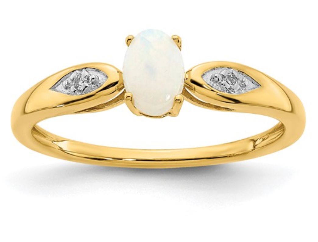14k Yellow Gold Opal and Diamond Ring 14k Yellow Gold Opal and Diamond Ring