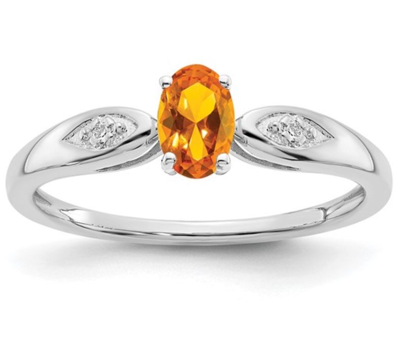 14k White Gold Citrine and Diamond Ring 14k White Gold Citrine and Diamond Ring