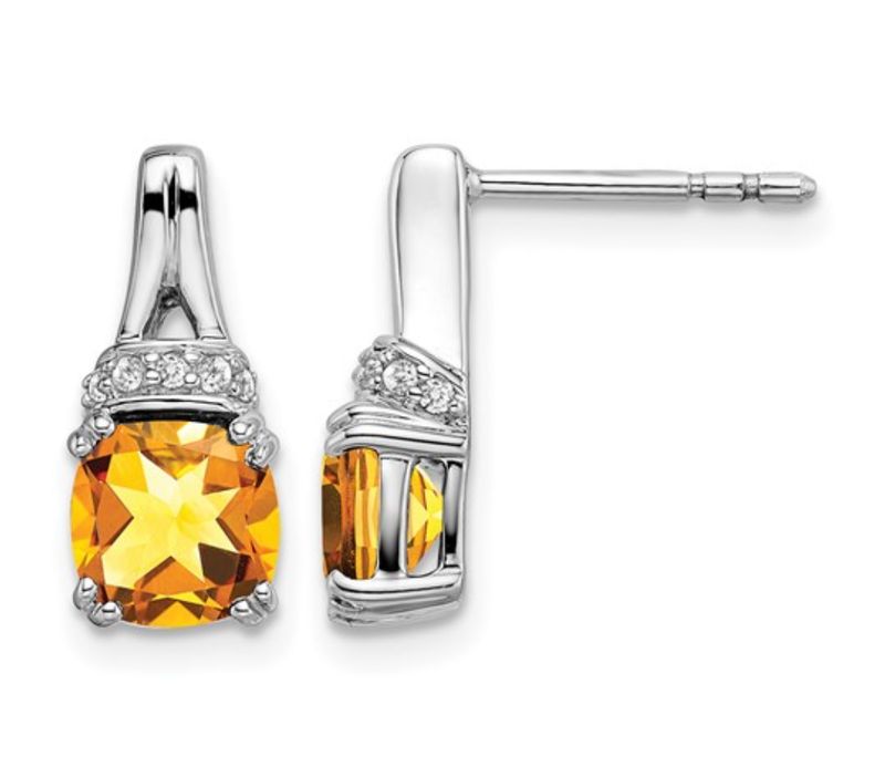 10k White Gold Citrine and Diamond Earrings 10k White Gold Citrine and Diamond Earrings