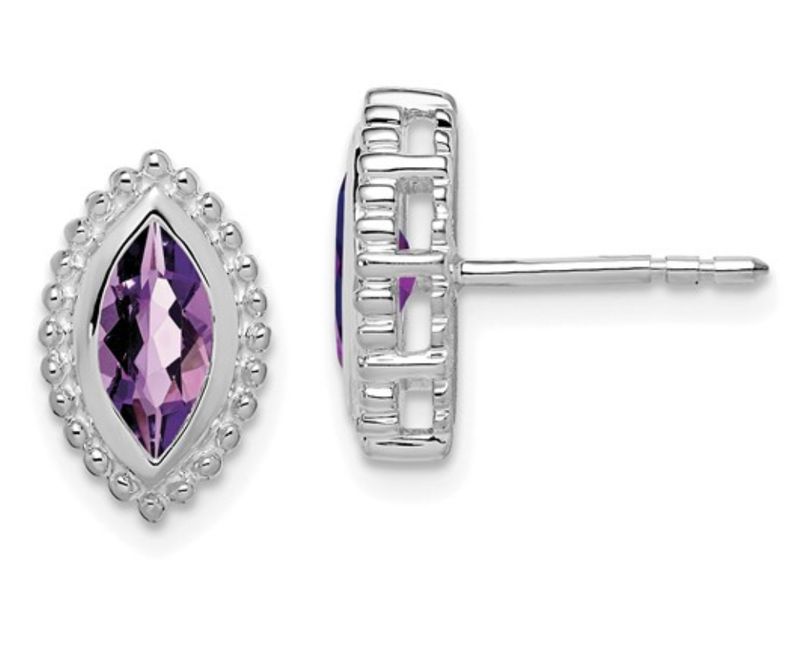 14k White Gold Marquise Amethyst Post Earrings 14k White Gold Marquise Amethyst Post Earrings