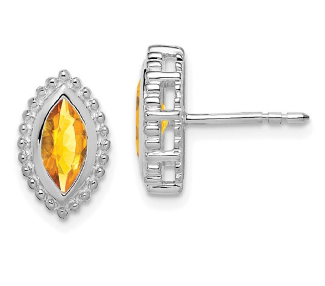 14k White Gold Marquise Citrine Post Earrings 14k White Gold Marquise Citrine Post Earrings