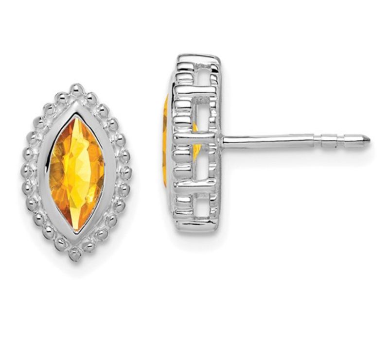 14k White Gold Marquise Citrine Post Earrings 14k White Gold Marquise Citrine Post Earrings