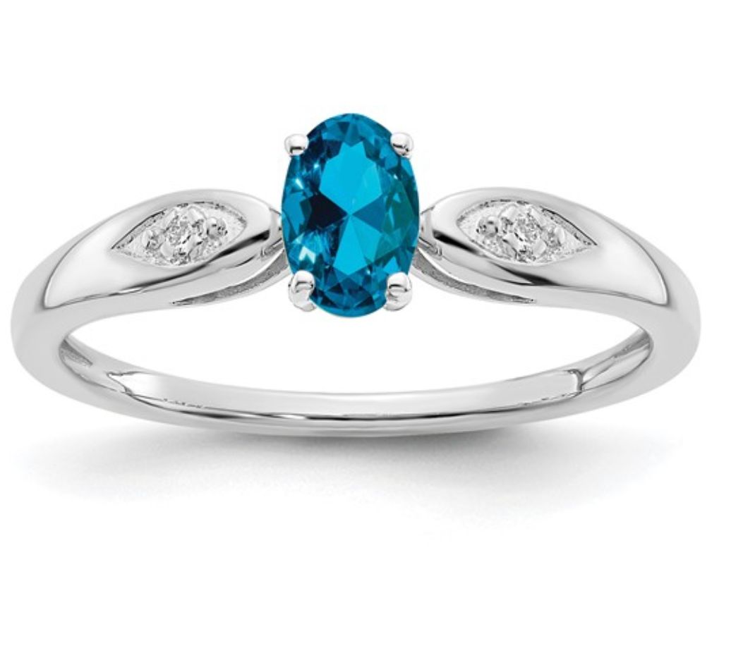 14k White Gold Blue Topaz and Diamond Ring 14k White Gold Blue Topaz and Diamond Ring