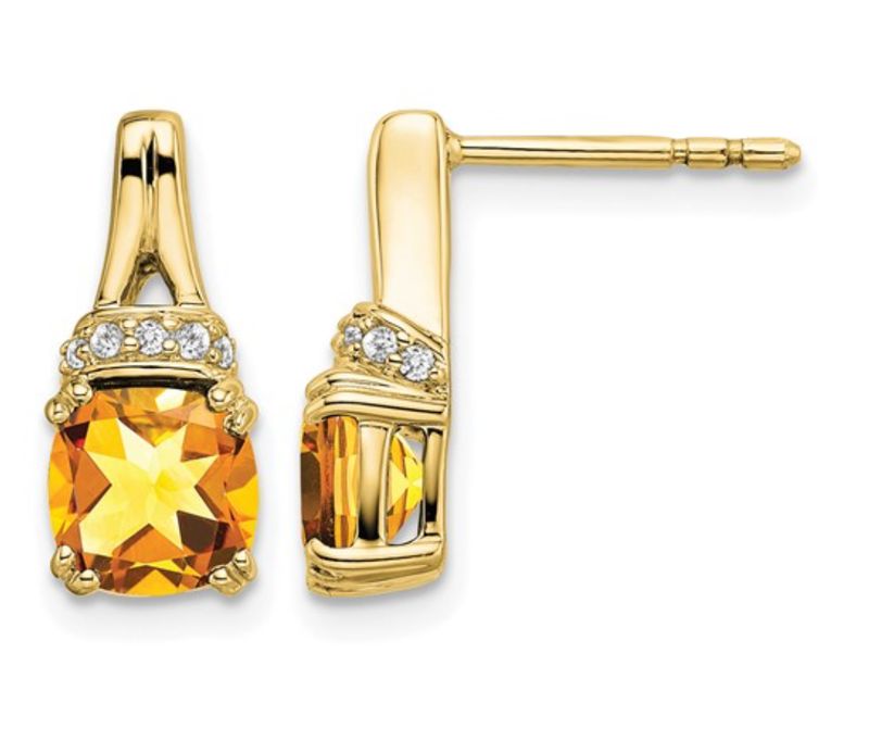 10k Yellow Gold Citrine and Diamond Earrings 10k Yellow Gold Citrine and Diamond Earrings
