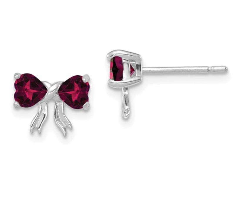 14k White Gold Polished Created Ruby Bow Post Earrings 14k White Gold Polished Created Ruby Bow Post Earrings