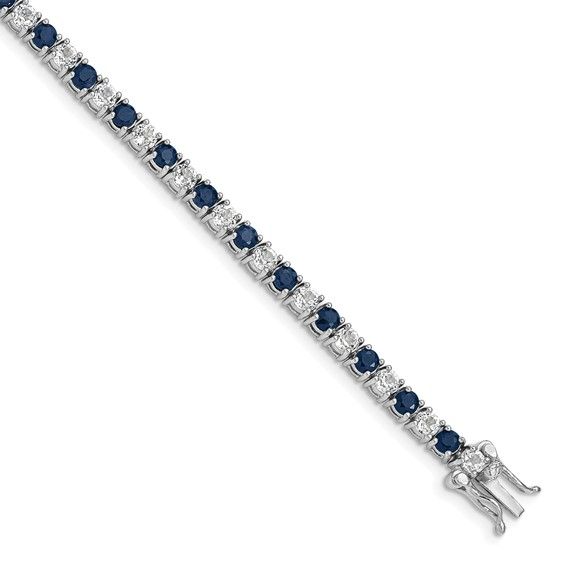 Sterling Silver Sapphire & White Topaz Tennis Bracelet Sterling Silver Sapphire & White Topaz Tennis Bracelet