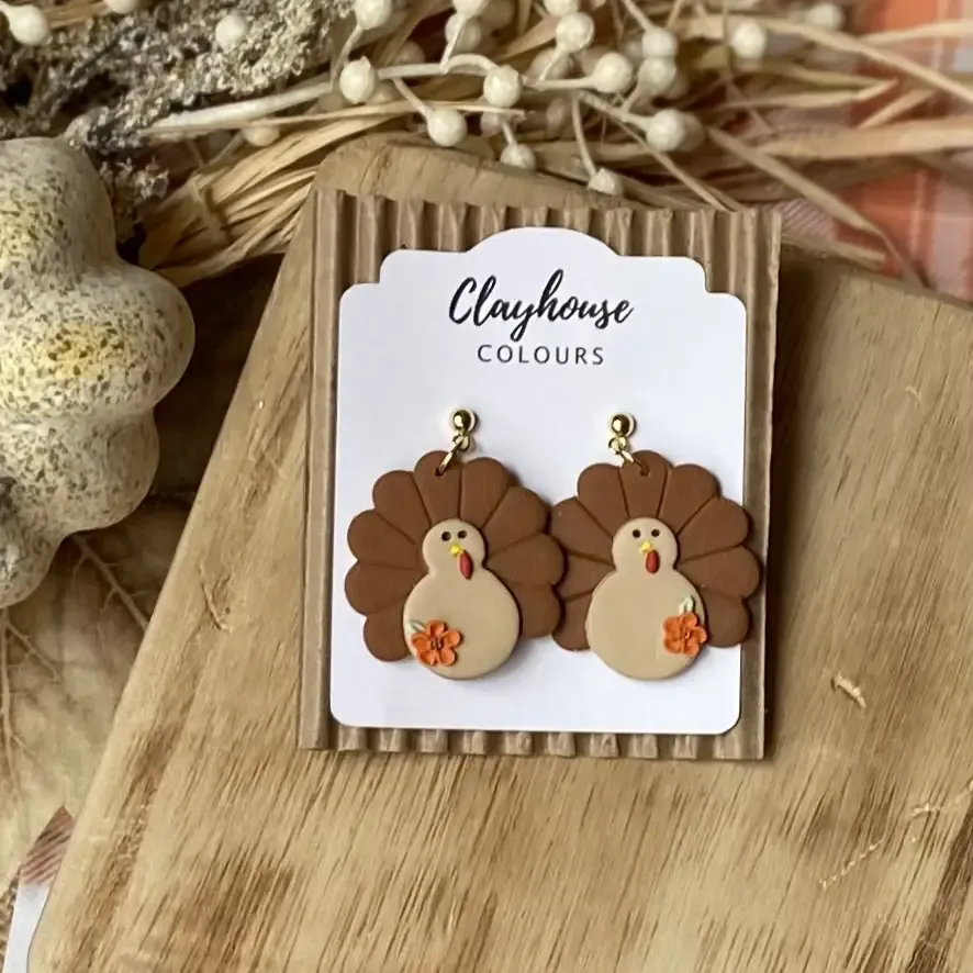 Thanksgiving Clay Earrings Turkey Dangles Thanksgiving Clay Earrings Turkey Dangles