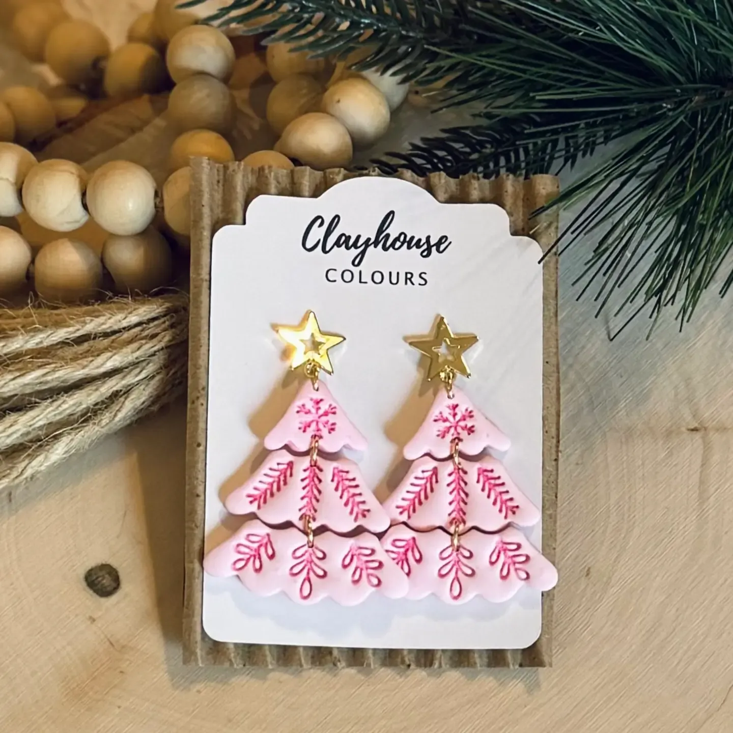 Pink Christmas Tree Earrings Style 1 Pink Christmas Tree Earrings Style 1
