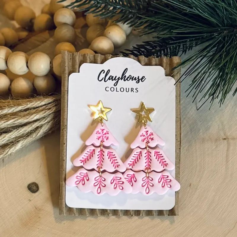 Pink Christmas Tree Earrings Style 1 Pink Christmas Tree Earrings Style 1