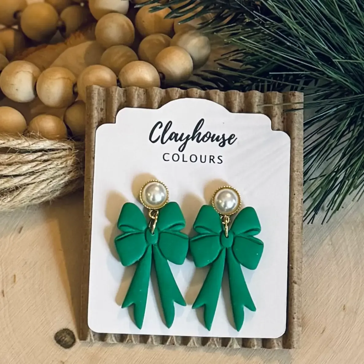 Holiday Earrings Green Bows Holiday Earrings Green Bows