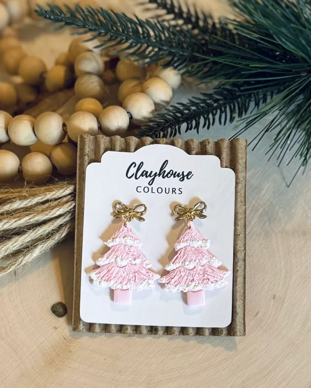 Pink Christmas Tree Earrings Style 2 Pink Christmas Tree Earrings Style 2