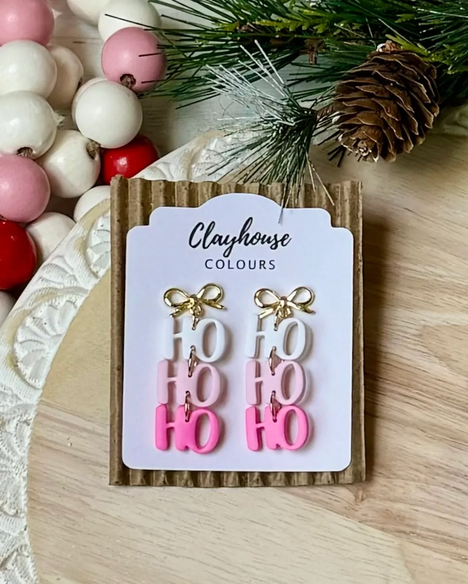 Christmas Earrings Light Pink & Pink Christmas Earrings Light Pink & Pink