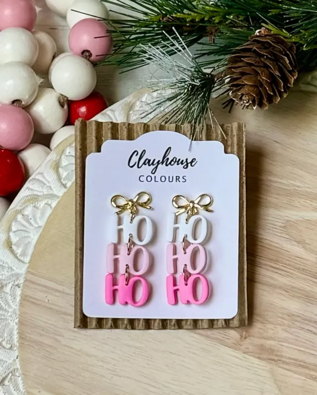 Christmas Earrings Light Pink & Pink Christmas Earrings Light Pink & Pink