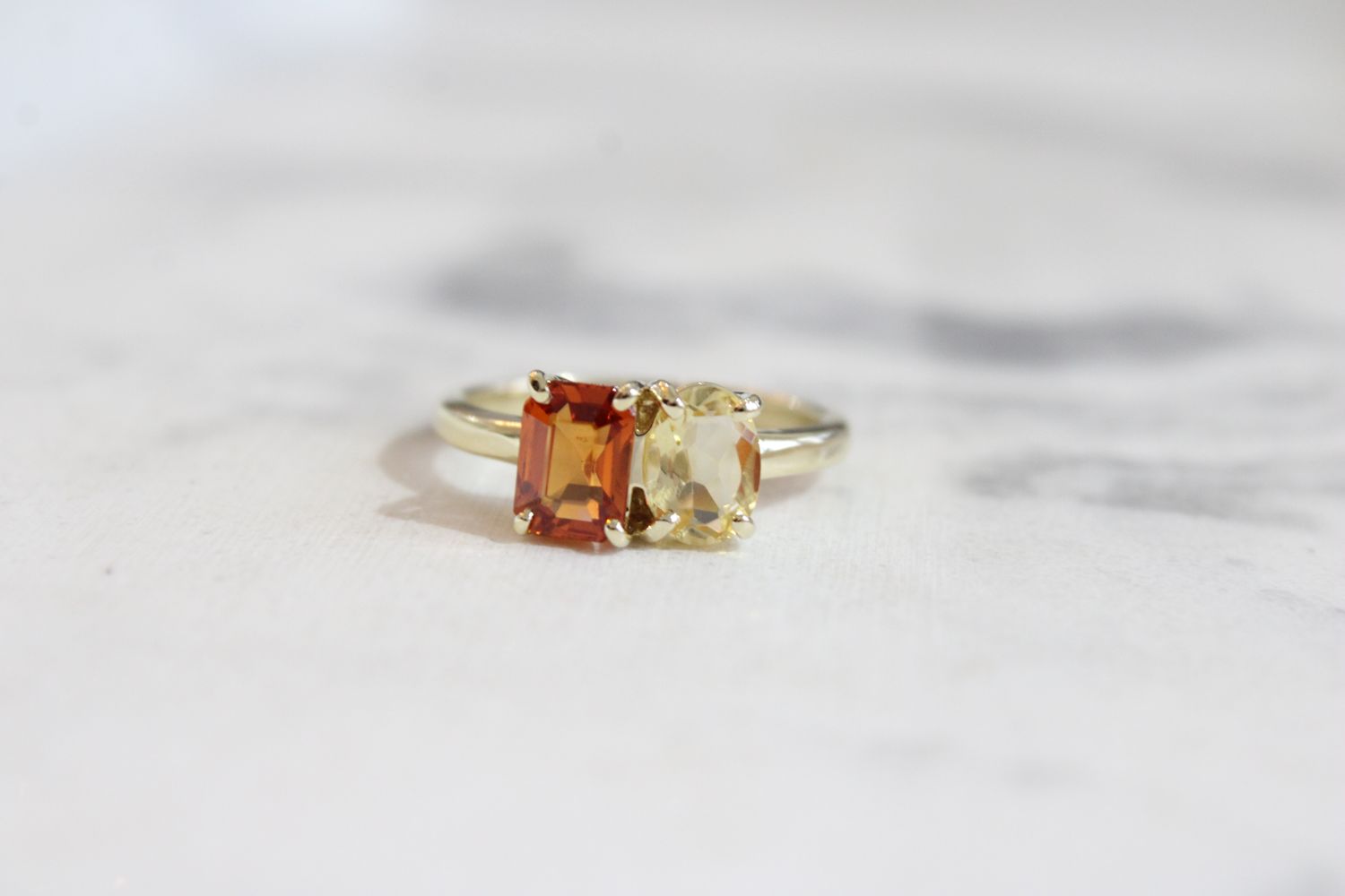 10kt Yellow Gold Monochromatic Citrine Two Stone Ring 10kt Yellow Gold Monochromatic Citrine Two Stone Ring