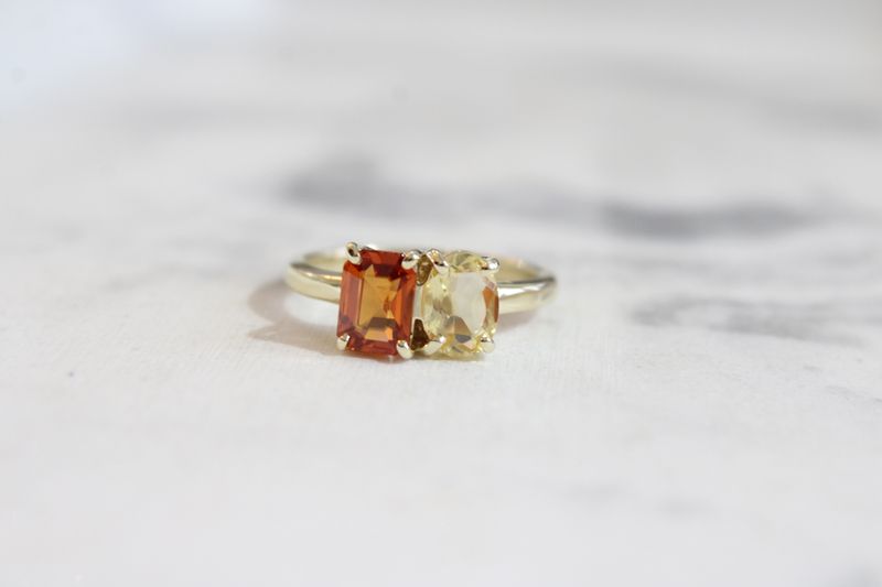 10kt Yellow Gold Monochromatic Citrine Two Stone Ring 10kt Yellow Gold Monochromatic Citrine Two Stone Ring