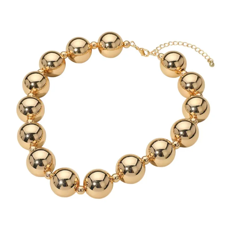 Chunky Metal Ball Beaded Necklace Gold Chunky Metal Ball Beaded Necklace Gold
