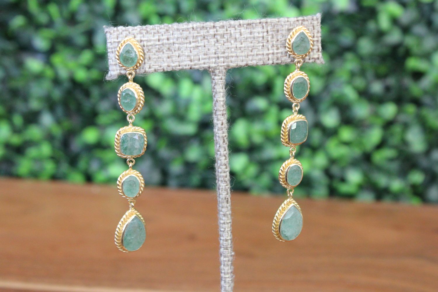 14kt Gold Plated Green Quartz Long Drop Earrings 14kt Gold Plated Green Quartz Long Drop Earrings