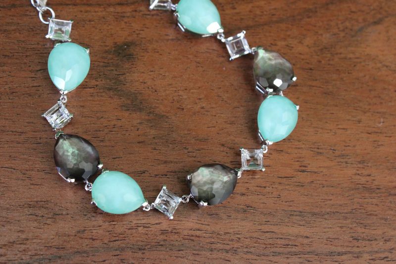 7" + 1" Topaz, Turquoise and Mother of Pearl Sterling Silver Bracelet 7" + 1" Topaz, Turquoise and Mother of Pearl Sterling Silver Bracelet