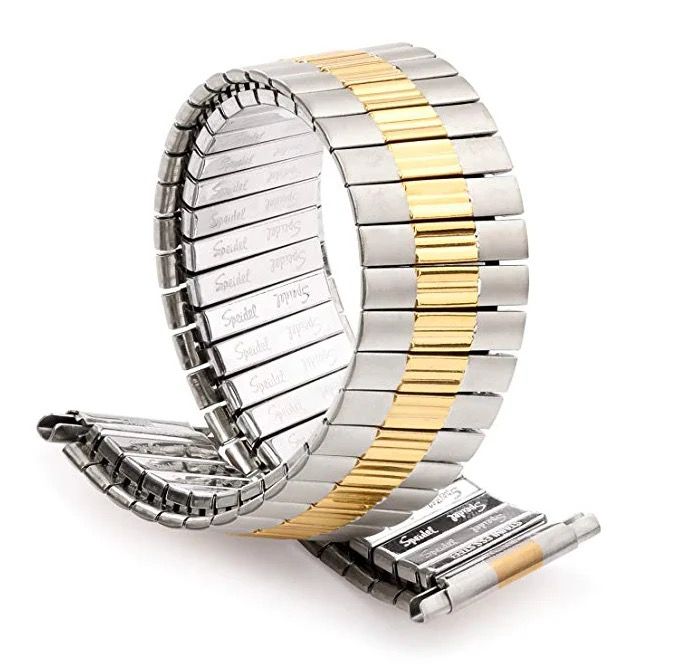 Spiedel Mens Silver With Gold Flexible Watch Band 16-22mm Spiedel Mens Silver With Gold Flexible Watch Band 16-22mm