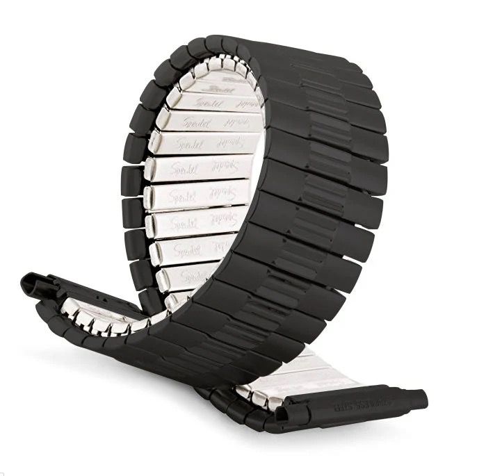 Spiedel Mens Black Flexible Watch Band 16-22mm Spiedel Mens Black Flexible Watch Band 16-22mm