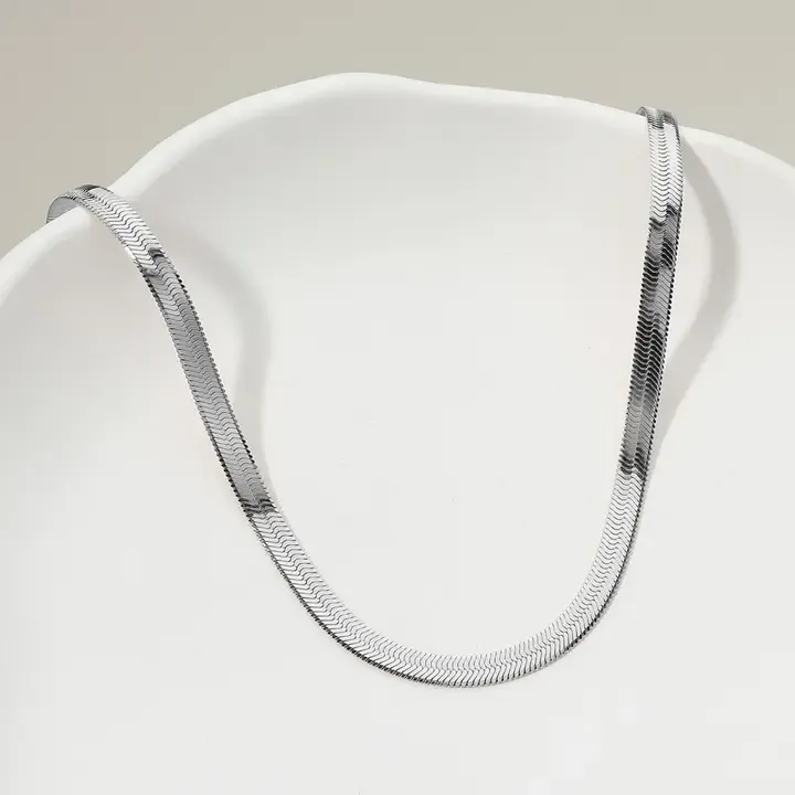 Stainless Steel Herringbone Silver Chain Necklace Stainless Steel Herringbone Silver Chain Necklace