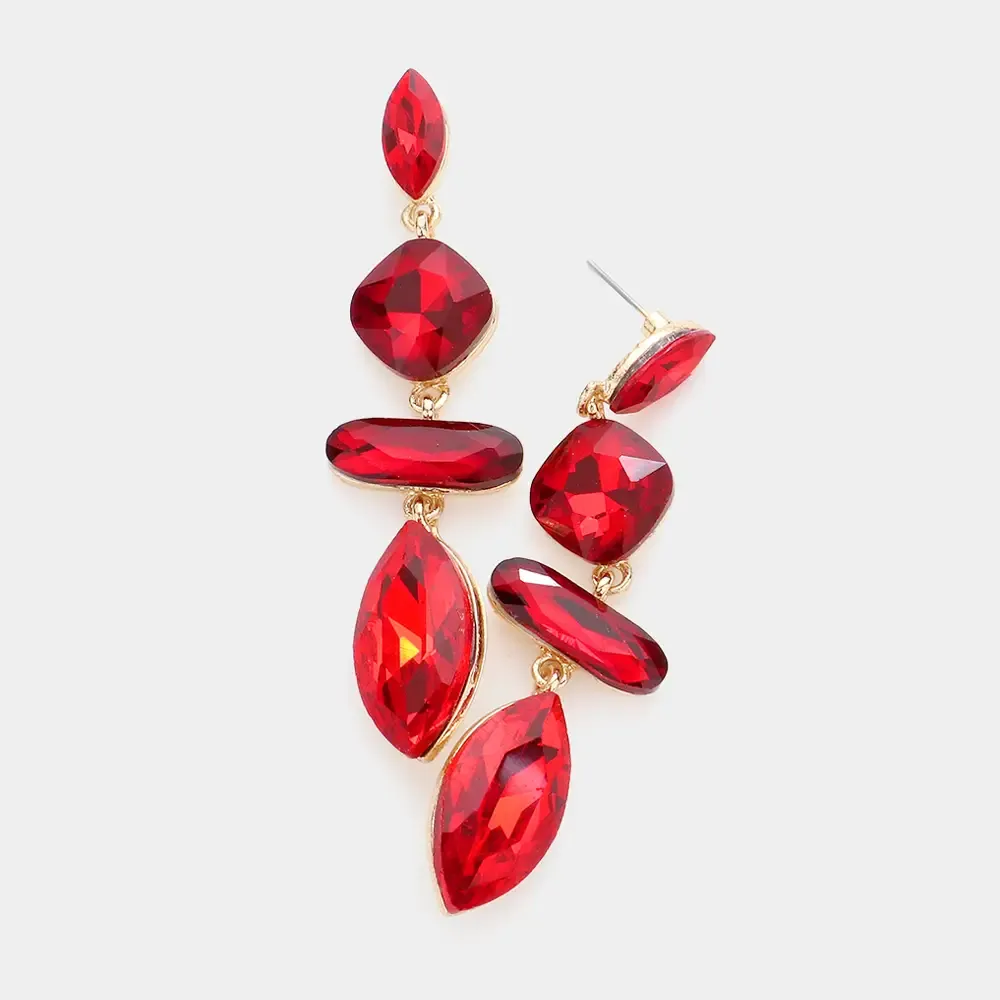 Marquise Crystal Red Drop Evening Earrings Marquise Crystal Red Drop Evening Earrings